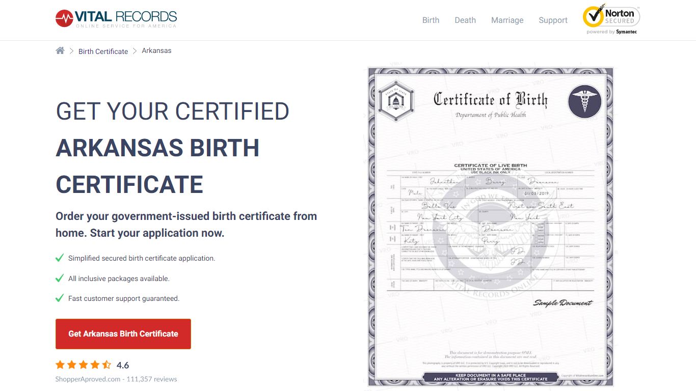 Official Arkansas Birth Certificate | Birth Records Copy